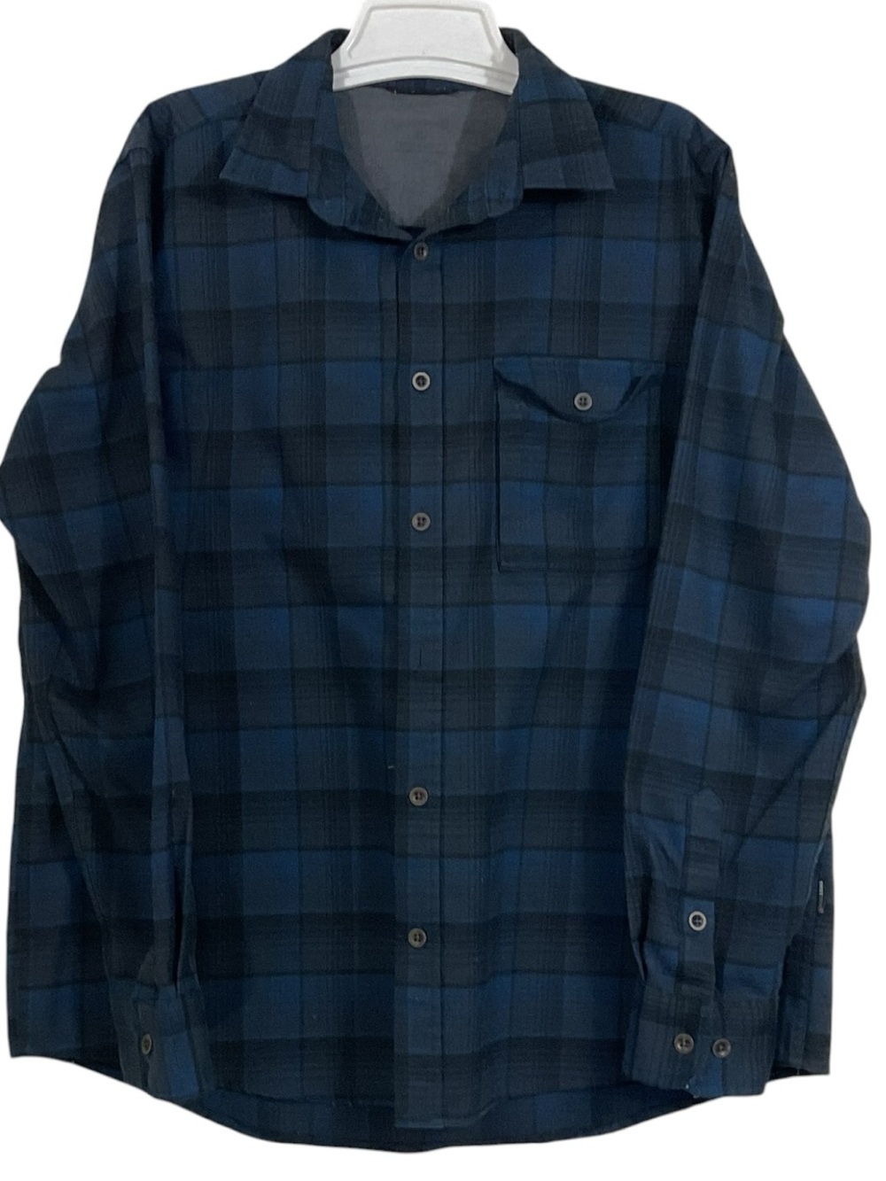 Swiss Tech Men’s Large Blue Black Plaid Long Sleeve Button Up Shirt